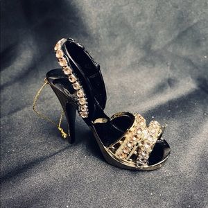 Pretty Gold Beaded Miniature High Heel Shoe Ornament